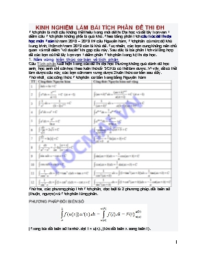 Kinh nghiệm làm bài Tích phân trong đề thi Đại học